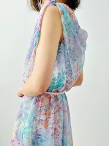 Vintage 1970s pastel floral dress
