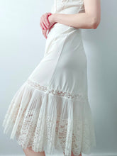 Load image into Gallery viewer, Vintage 1940s Lace Slip with Cutout Design and Pleated Flounce
