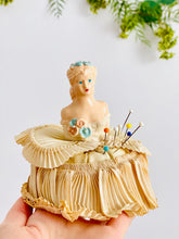 Load image into Gallery viewer, Vintage 1930s half doll pin cushion with silk skirt
