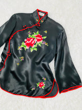 Load image into Gallery viewer, Vintage Chinese Silk Embroidered Rayon Top Peonies and Daisies
