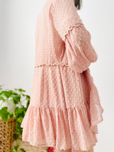 Load image into Gallery viewer, Pastel pink ruched wrap dress w balloon sleeves
