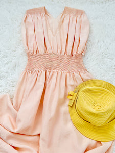Vintage pink smocked lingerie dress