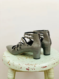 Vintage Calvin Klein Grey Color Strappy Heels Leather Shoes