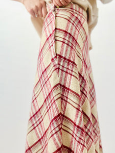 Vintage 1970s Plaid High Waisted A Line Skirt