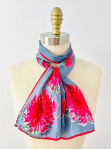 Vintage 1940s floral silk scarf