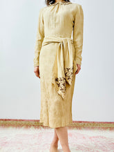 Load image into Gallery viewer, Vintage 1940s beige beaded crepe dress
