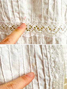 Vintage 1960s white pintuck blouse cotton duster