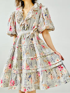 Pastel blue floral embroidered dress