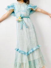 Load image into Gallery viewer, Vintage 1930s pastel blue organza ruffled dress
