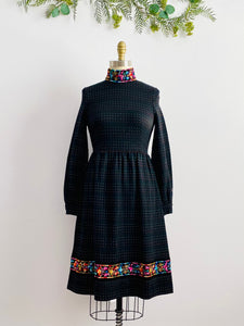 Vintage 1970s embroidered pastel polka dots babydoll dress