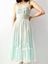 Load image into Gallery viewer, Vintage 1960s pastel blue lace peignoir lingerie set
