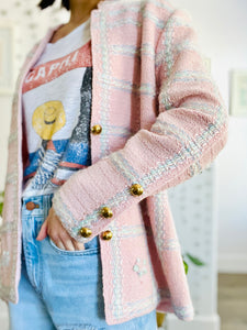 Vintage pastel pink tweed jacket