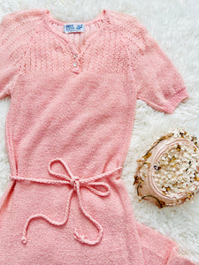 Vintage 1950s pink knit dress