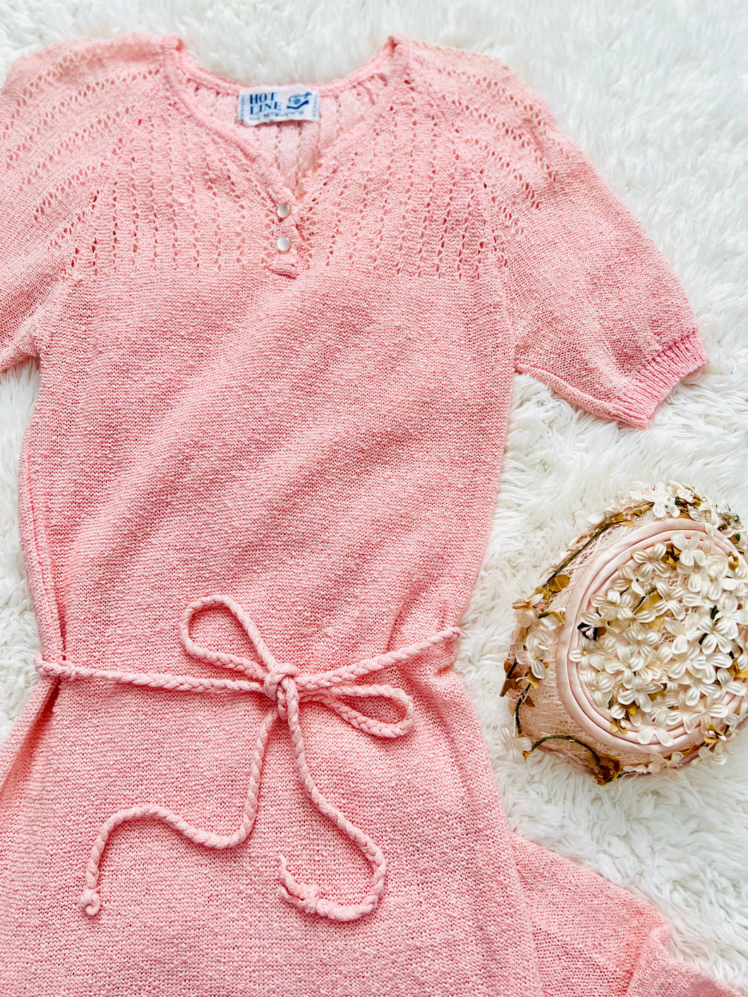 Vintage 1950s pink knit dress