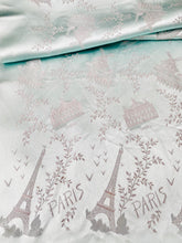 Load image into Gallery viewer, Vintage pastel blue damask silk scarf “French Architectures”
