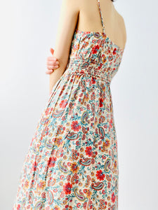 Ruched floral maxi dress