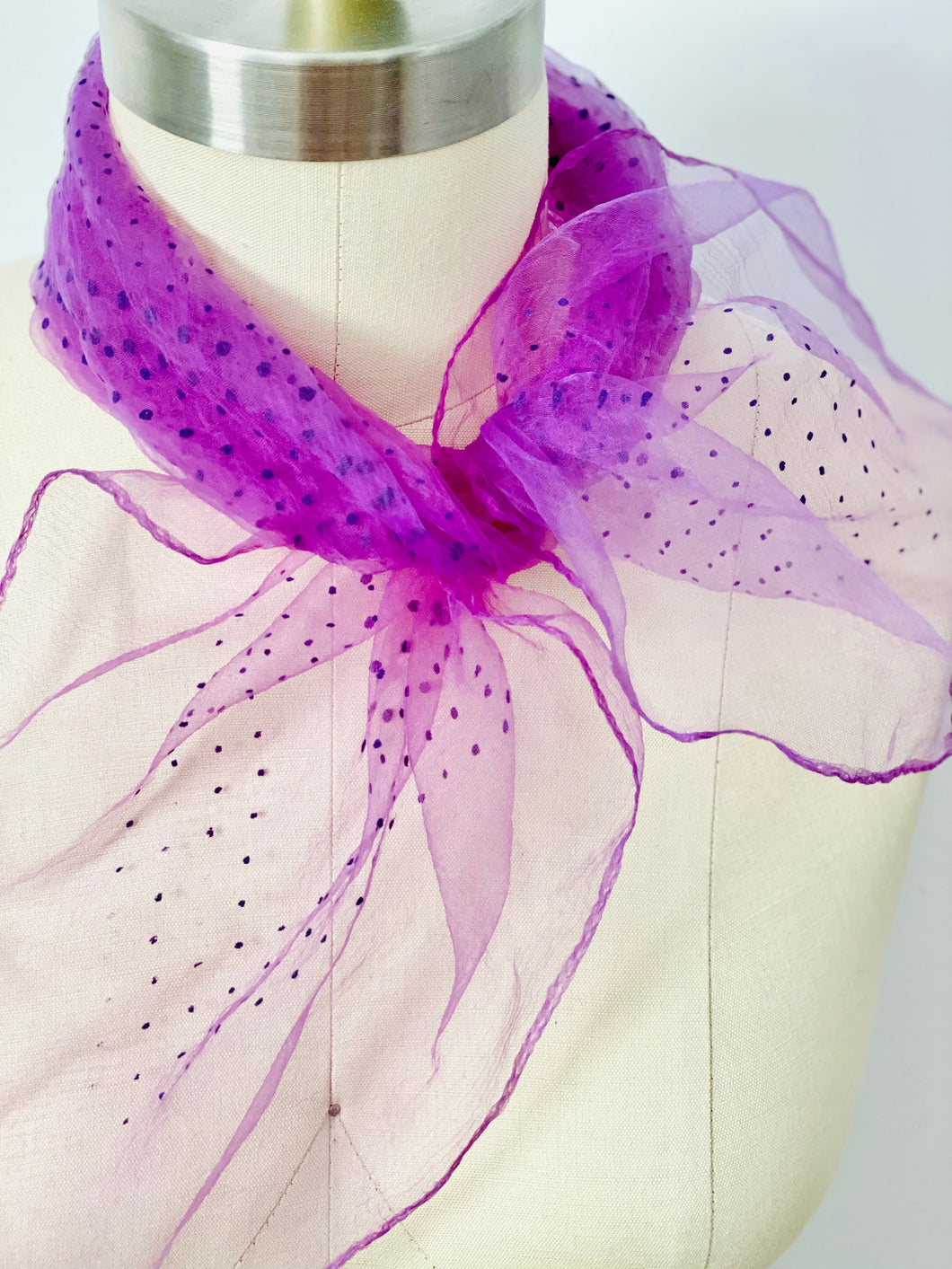 Vintage lilac color dotted scarf sheer bandana