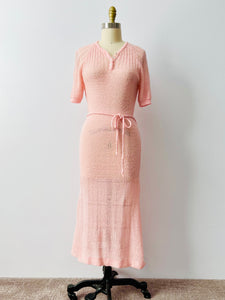 Vintage 1950s pink knit dress