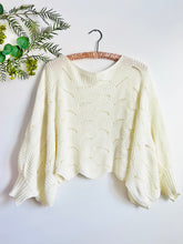 Load image into Gallery viewer, Dreamy white knitted sweater w dolman sleeves
