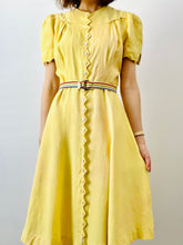 Load image into Gallery viewer, Vintage 1940s yellow rayon dress
