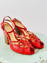 Load image into Gallery viewer, Vintage red Vince Camuto stud heels
