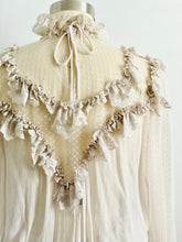 Load image into Gallery viewer, Vintage tulle lace ruffled victorian style blouse skirt two piece set
