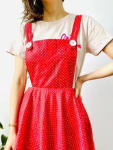 Load image into Gallery viewer, Vintage watermelon red polka dots overall dress
