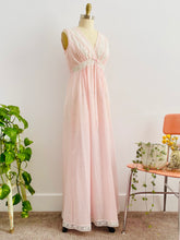 Load image into Gallery viewer, vintage 1940s pink lingerie lace night gown on mannequin
