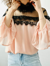 Load image into Gallery viewer, Dreamy pink tulle lace blouse

