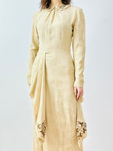 Load image into Gallery viewer, Vintage 1940s beige beaded crepe dress
