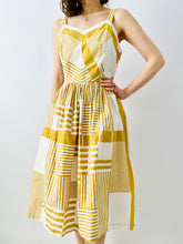 Load image into Gallery viewer, Vintage 1950s mustard color abstract print dress
