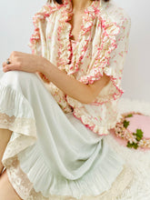 Load image into Gallery viewer, Vintage 1920s ruched pink floral boudoir bed jacket
