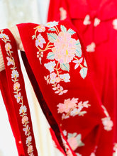 Load image into Gallery viewer, Vintage 1949s Red Embroidered Dress Oversized Ribbon Bow
