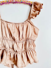 Load image into Gallery viewer, Vintage pink ruffled satin top
