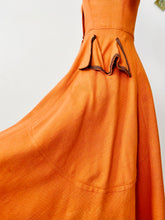 Load image into Gallery viewer, Vintage 1940s persimmon color linen dress
