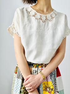 Antique 1910s crochet lace cotton top