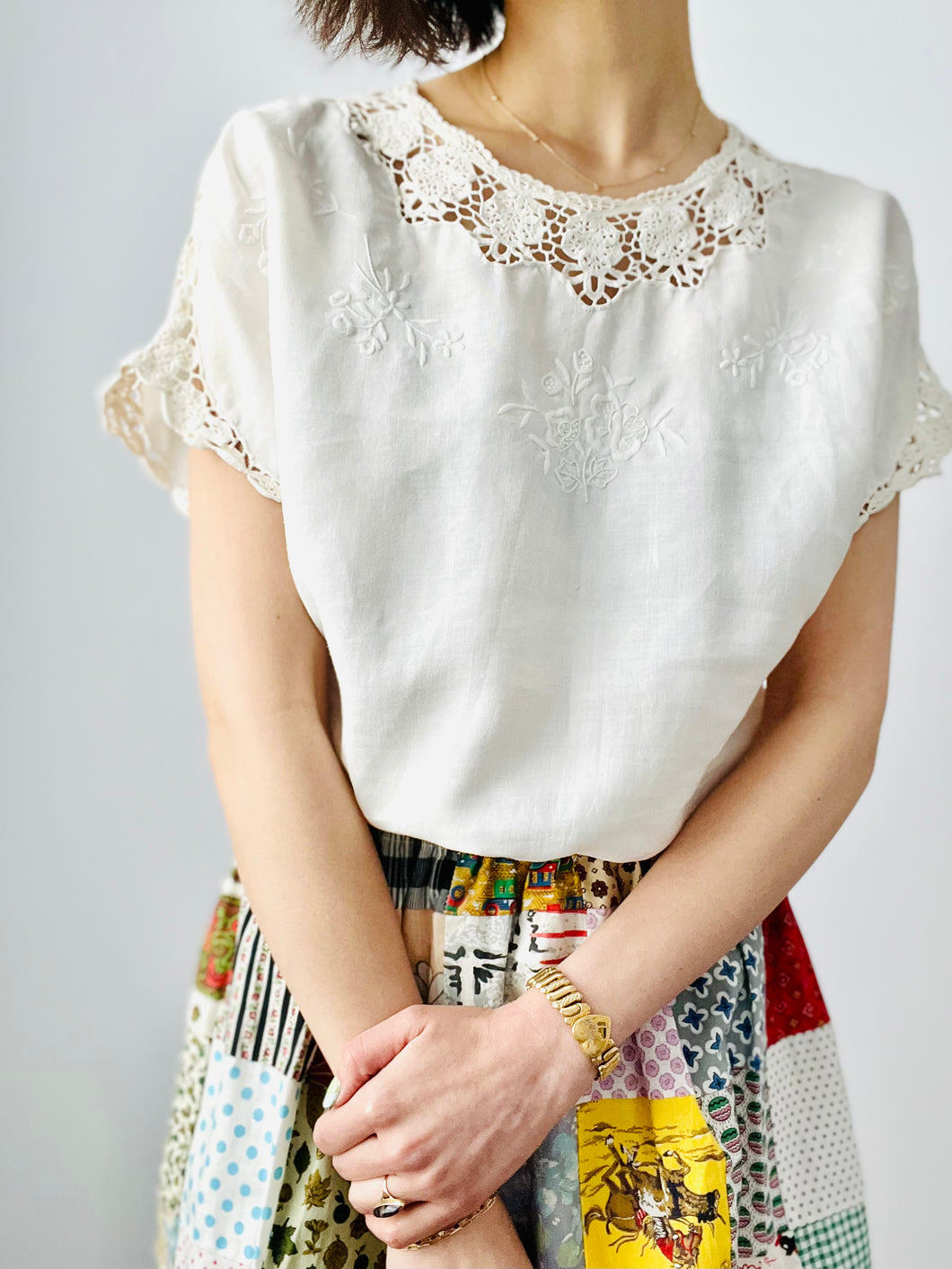 Antique 1910s crochet lace cotton top