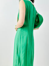 Load image into Gallery viewer, Vintage 1960s emerald green linen dress
