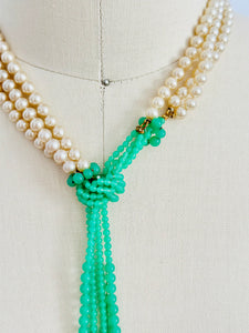 Vintage 1930s Pearls/Jade deco necklace