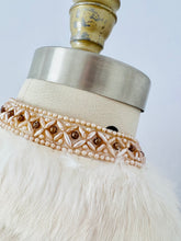 Load image into Gallery viewer, Vintage beaded faux pearls fur collar necklace
