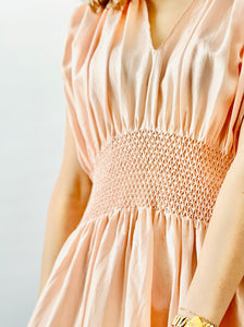 Vintage pink smocked lingerie dress