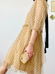Dreamy flocked polka dot tulle dress