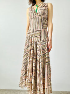 Vintage 1920s style pastel asymmetrical maxi dress