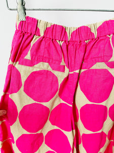 Hot Pink Circle Pattern Wide Leg Pants Linen Cotton Blend