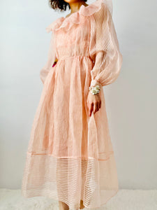 Vintage pink 1950s sheer organza dress