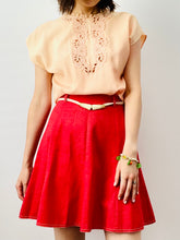 Load image into Gallery viewer, Vintage watermelon red A-Line high waisted skirt

