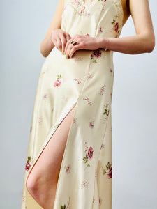 Vintage pink satin floral lingerie dress