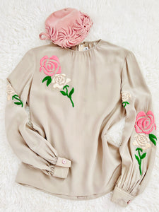 Vintage 1940s style embroidered top
