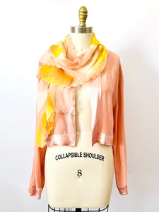Vintage 1930s pastel silk scarf scalloped edging