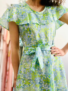 Vintage 1920s style green floral dress